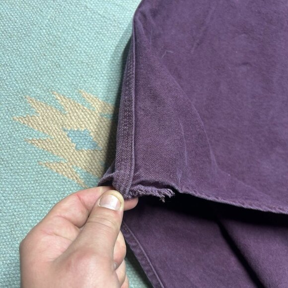 Vintage 80s 90s long sleeve flannel shirt carhartt chamois cotton maroon large - Picture 9 of 9